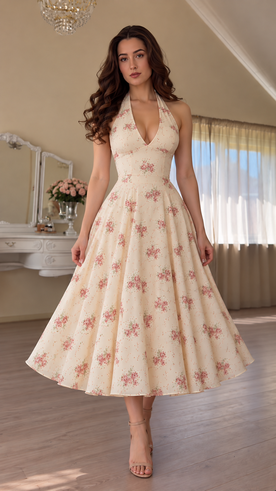 Rosavelle Floral Halter Midi Dress