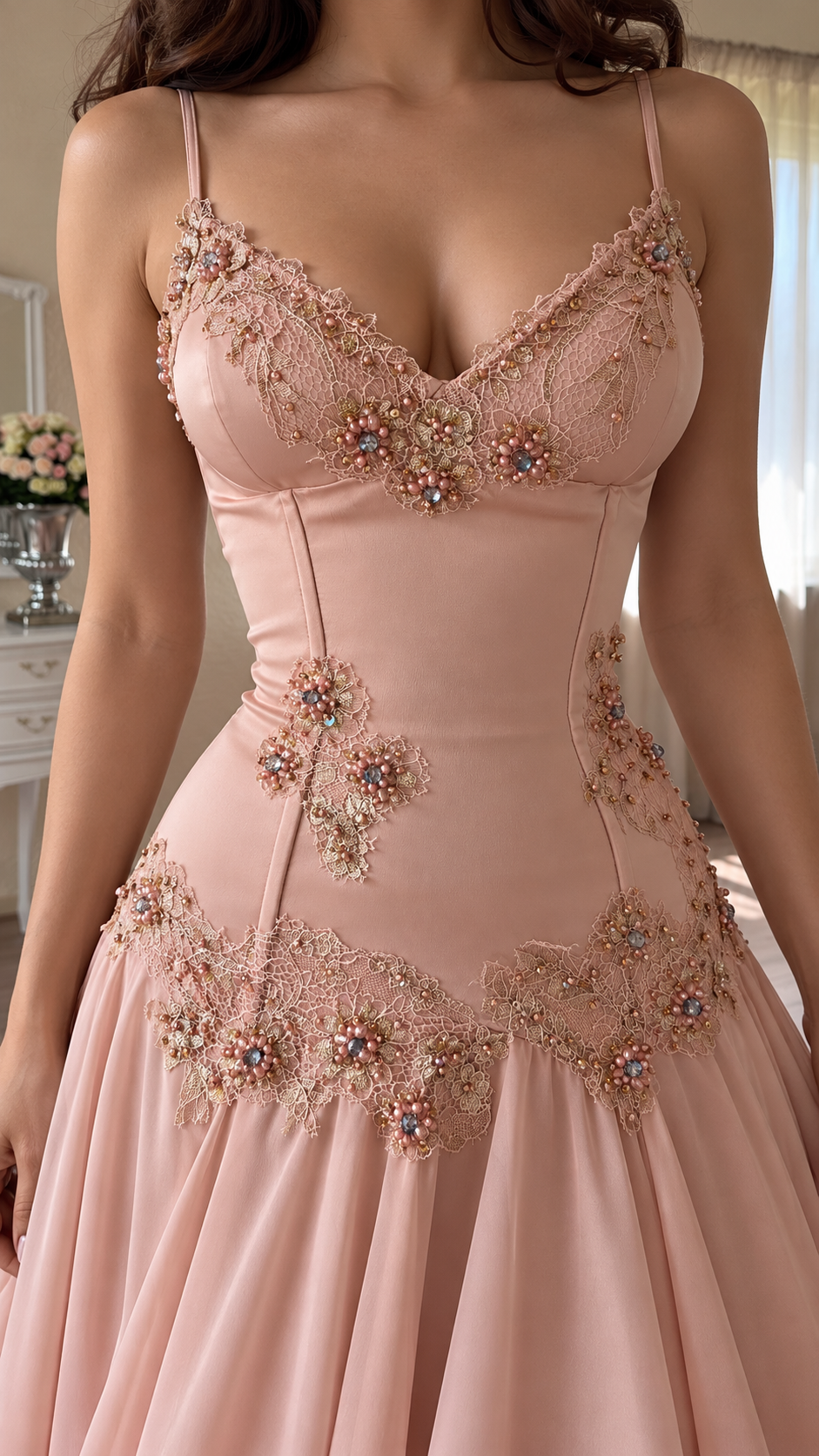 Rosalienne Beaded Lace Maxi Dress