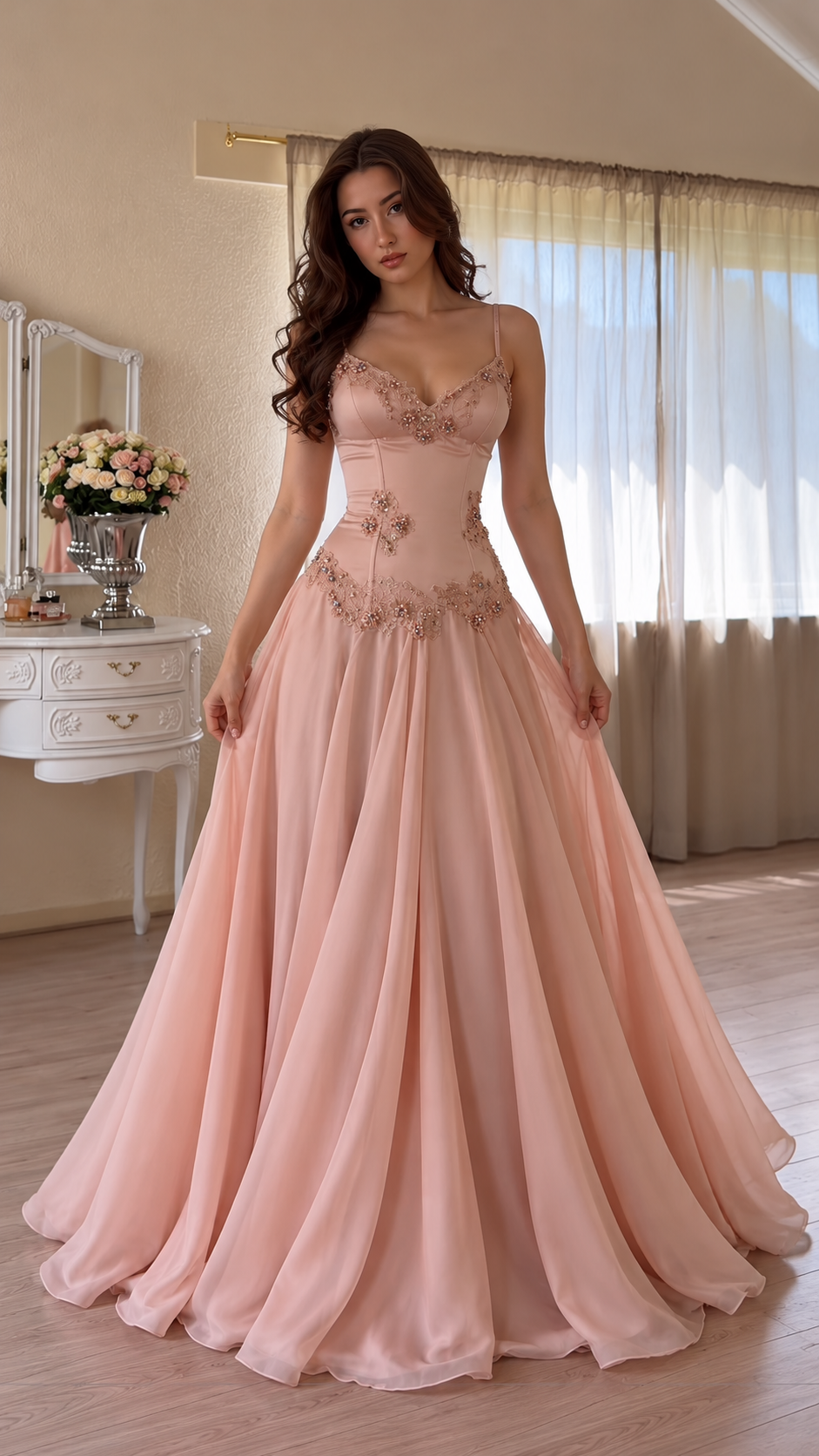 Rosalienne Beaded Lace Maxi Dress