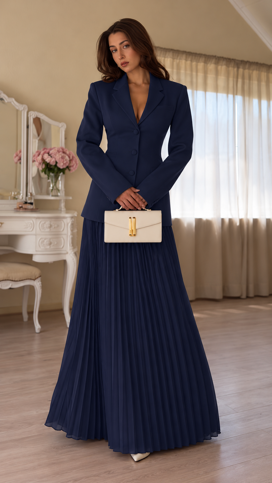 Aveline Tailored Blazer & Pleated Maxi Skirt Set