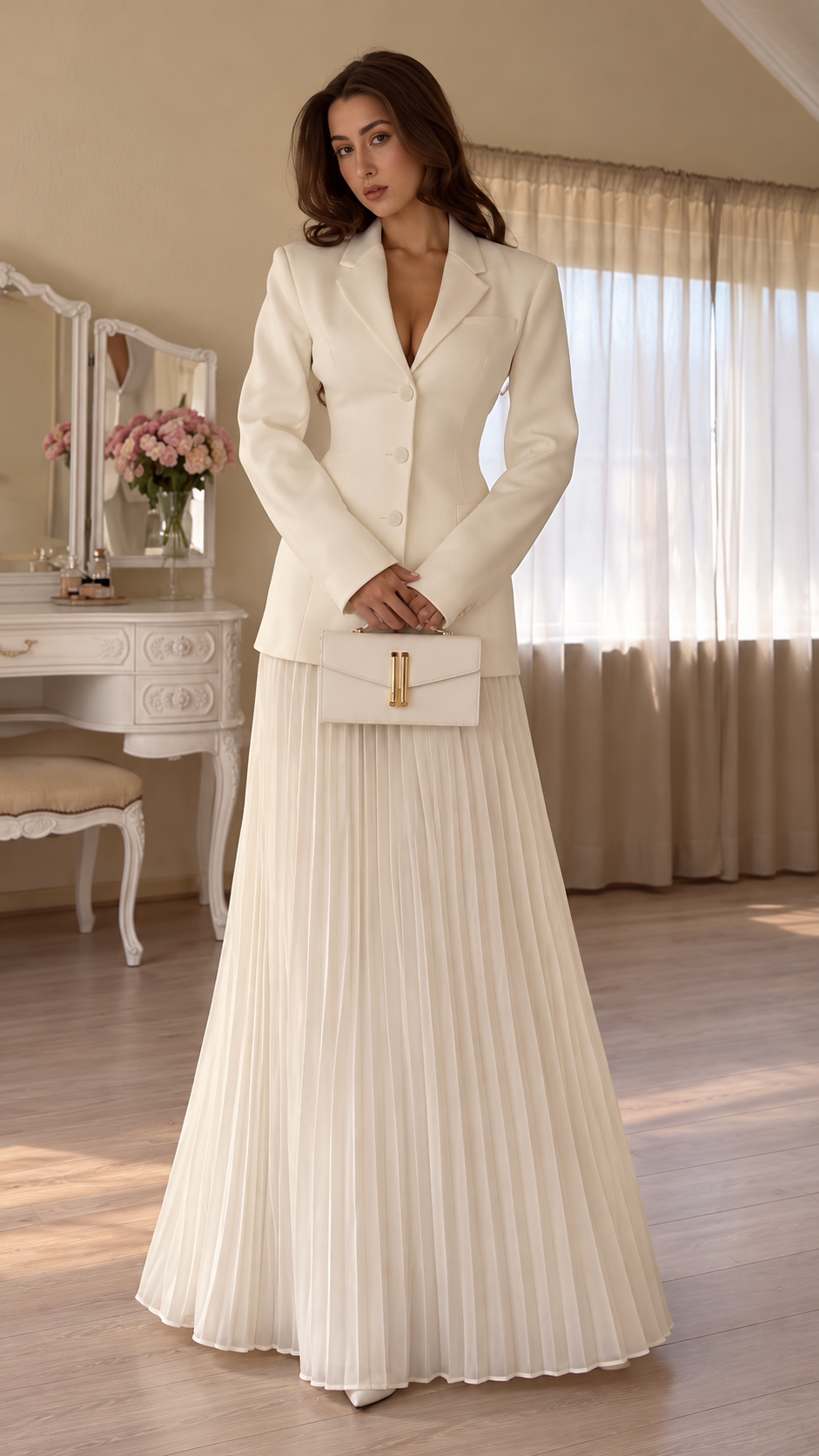 Aveline Tailored Blazer & Pleated Maxi Skirt Set