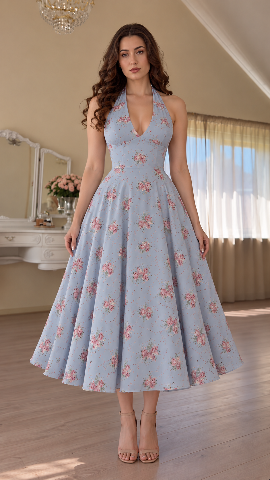 Rosavelle Floral Halter Midi Dress