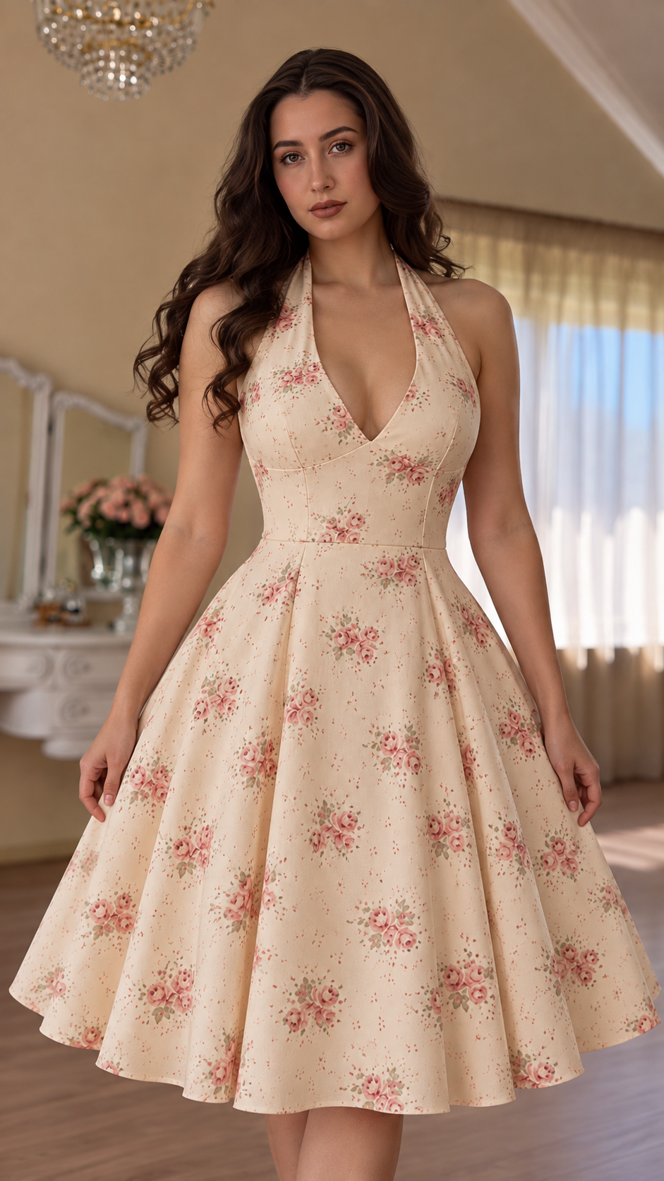 Rosavelle Floral Halter Midi Dress