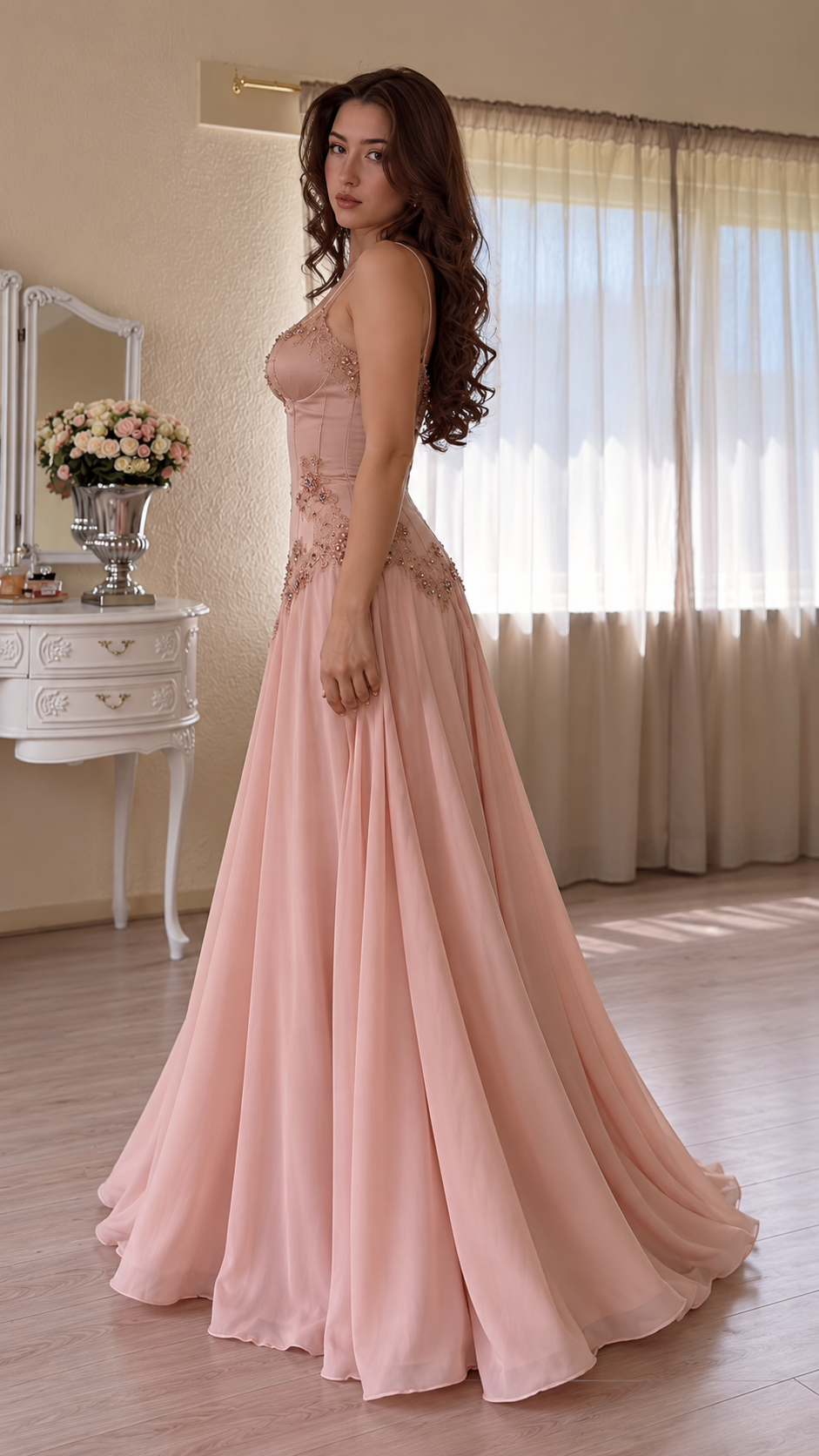 Rosalienne Beaded Lace Maxi Dress