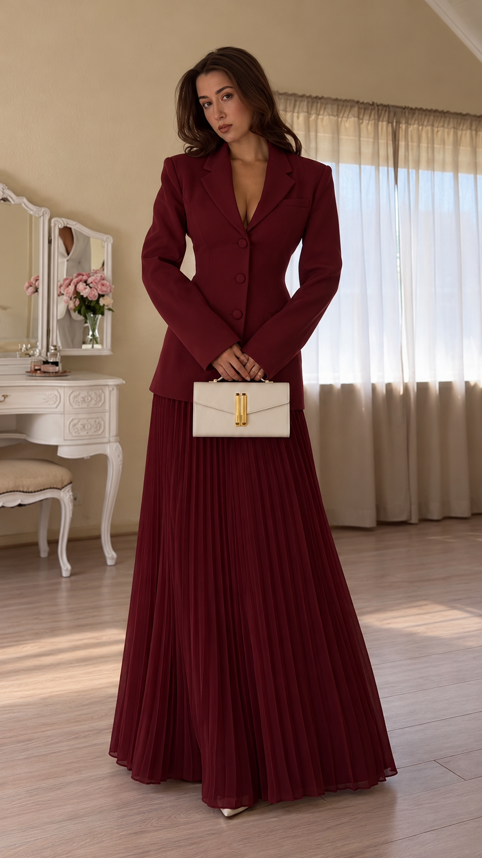 Aveline Tailored Blazer & Pleated Maxi Skirt Set