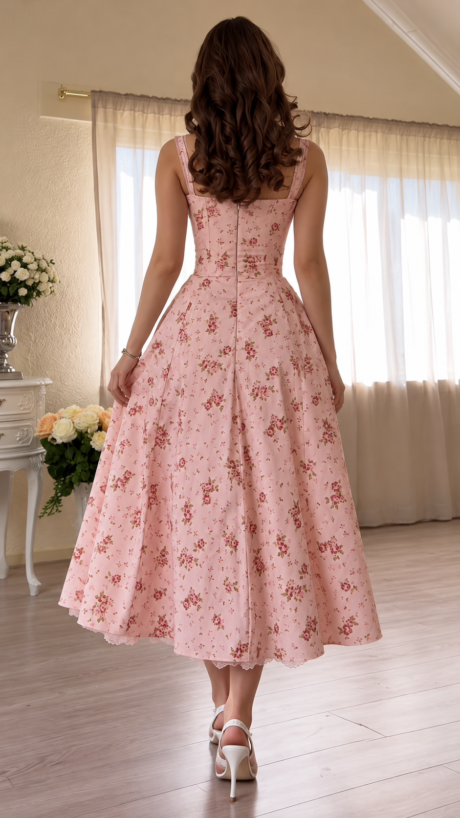 Rosalie Floral Corset Midi Dress