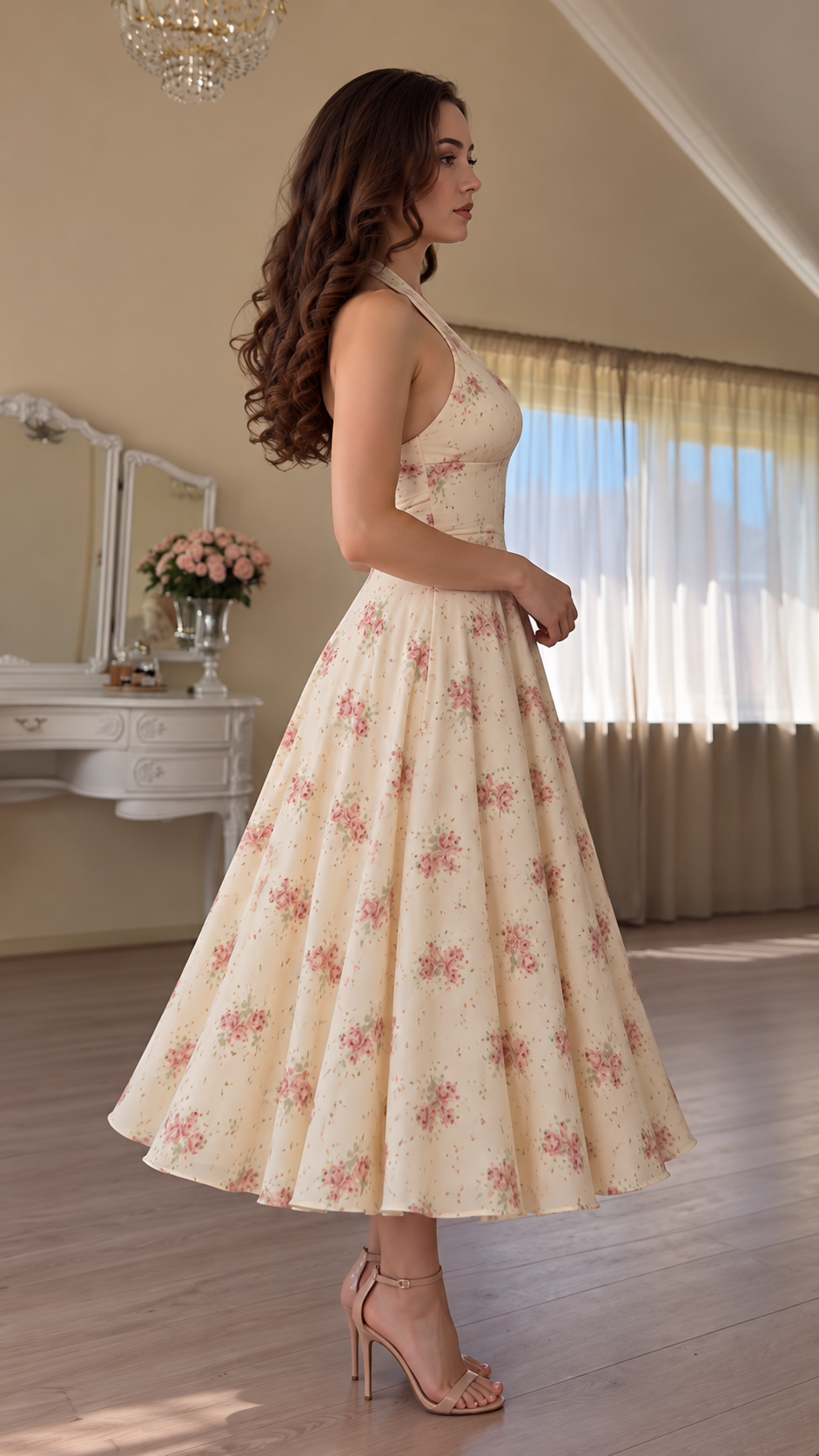 Rosavelle Floral Halter Midi Dress