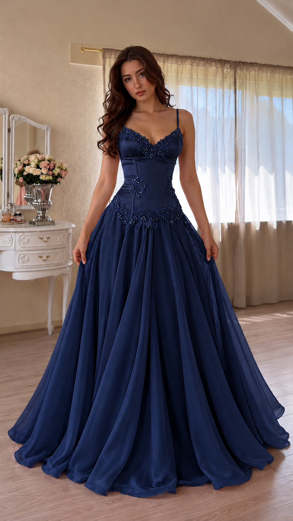 Rosalienne Beaded Lace Maxi Dress
