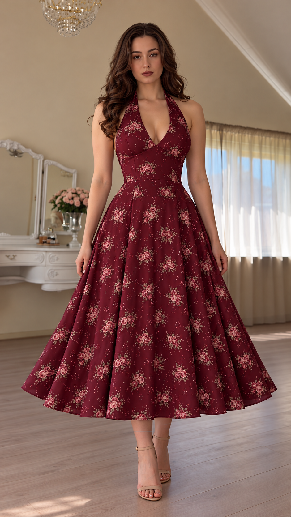 Rosavelle Floral Halter Midi Dress