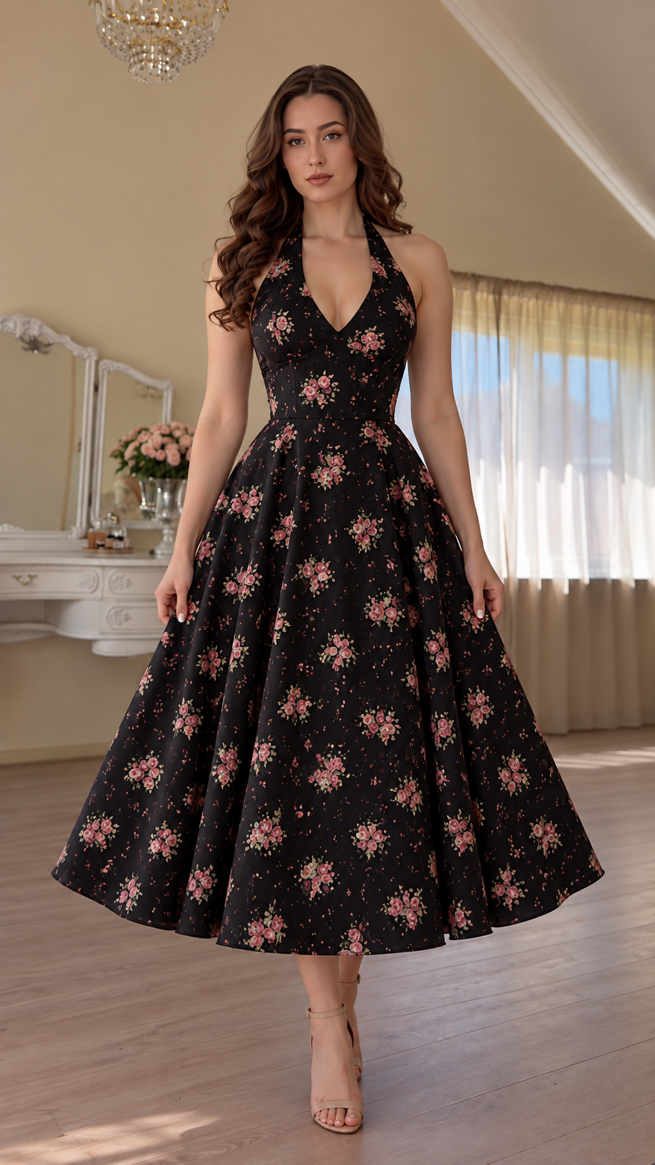 Rosavelle Floral Halter Midi Dress