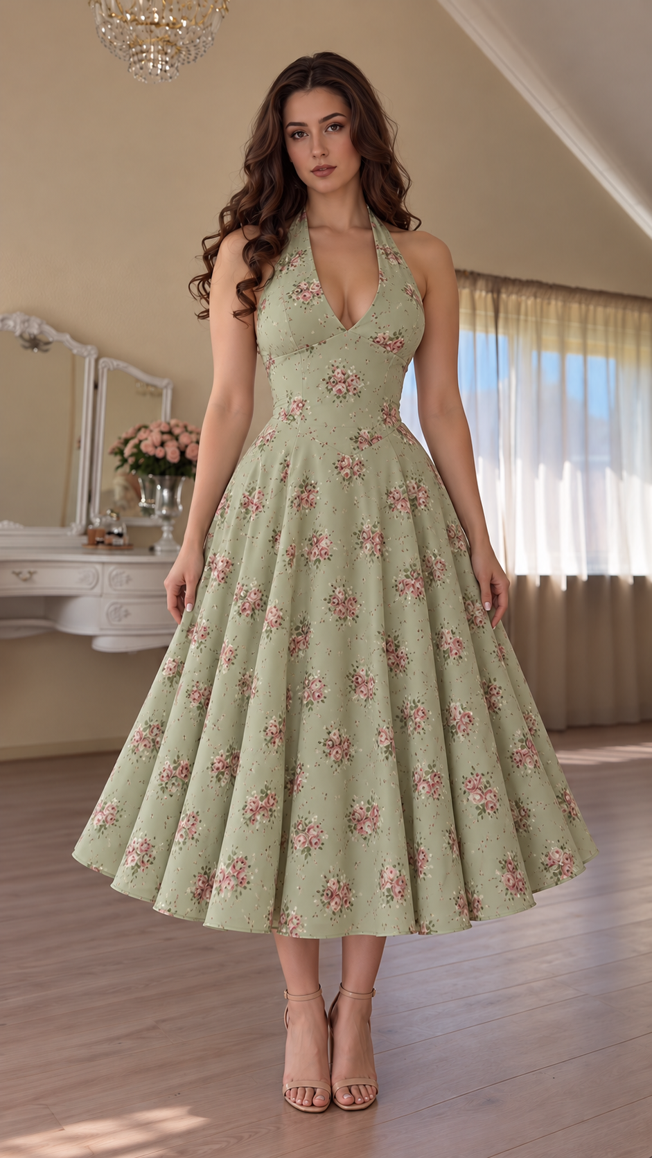 Rosavelle Floral Halter Midi Dress